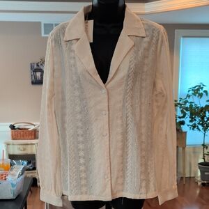Cream Button-Up Blouse
